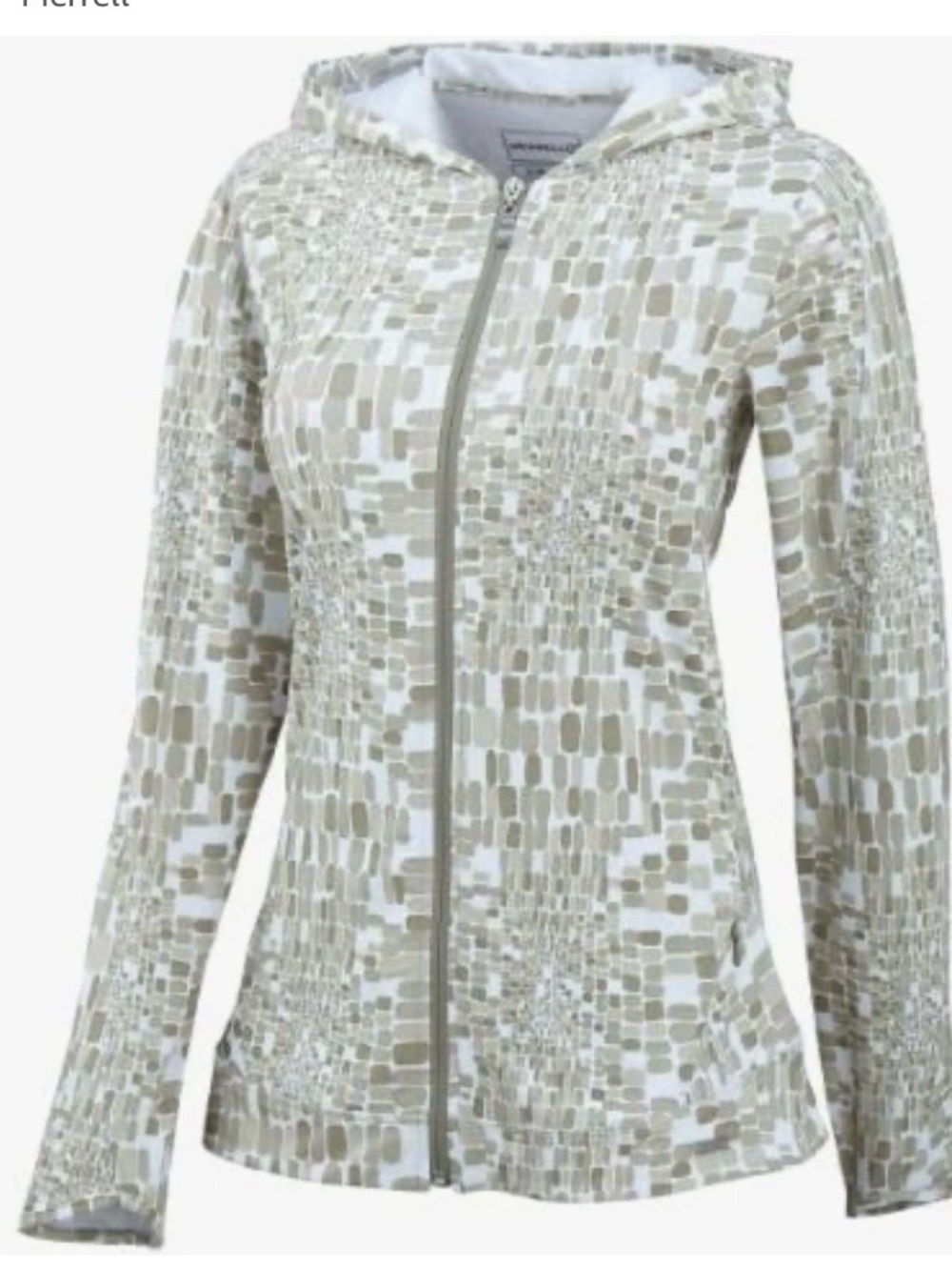 Merrell opti-wick Women's Hooded Zip Utility Jacket in Light Taupe and White XL
